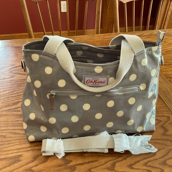 Cath Kidston Handbags - NWOT Cath Kidston London Grey/Cream Polka Dot Satchel/Crossbody Handbag
